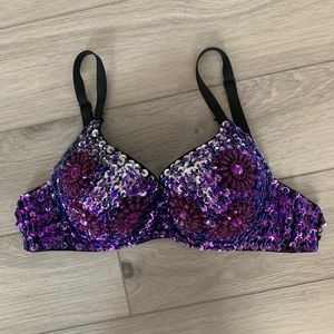 Sequin Beaded Costume Bra Size 36 B/C